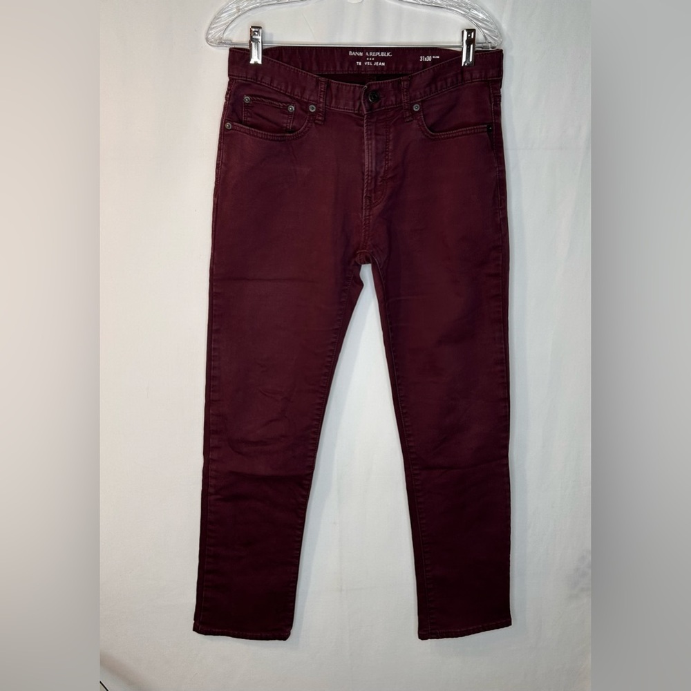 Banana Republic Men’s Travel Jean Red Skinny Jeans Fashion-Forward Denim 31X30